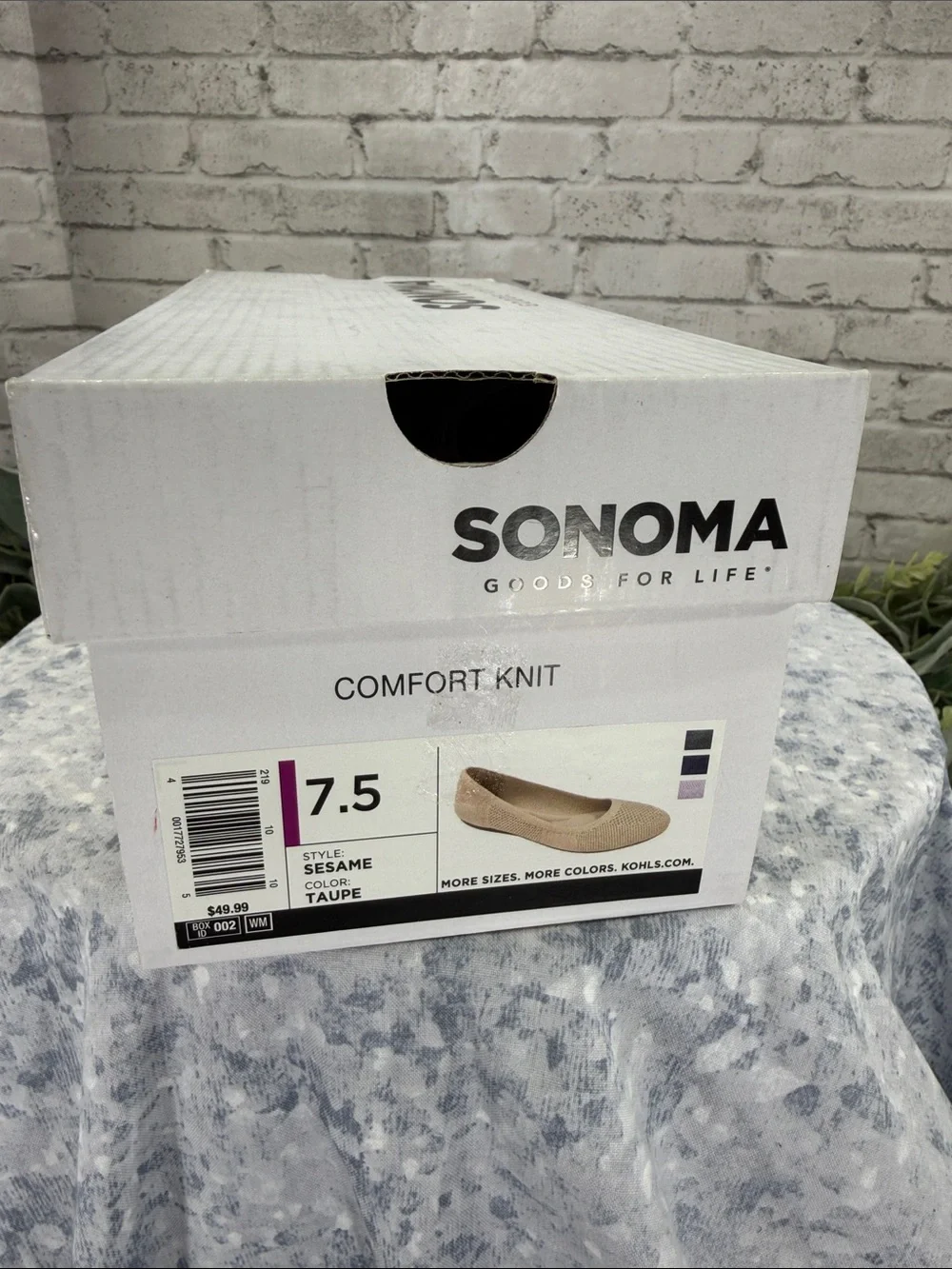 SONOMA “Sesame” Taupe Round-Toe Stretch Mesh-Knit Ballet Flats WMS 7.5M NWT&NIB